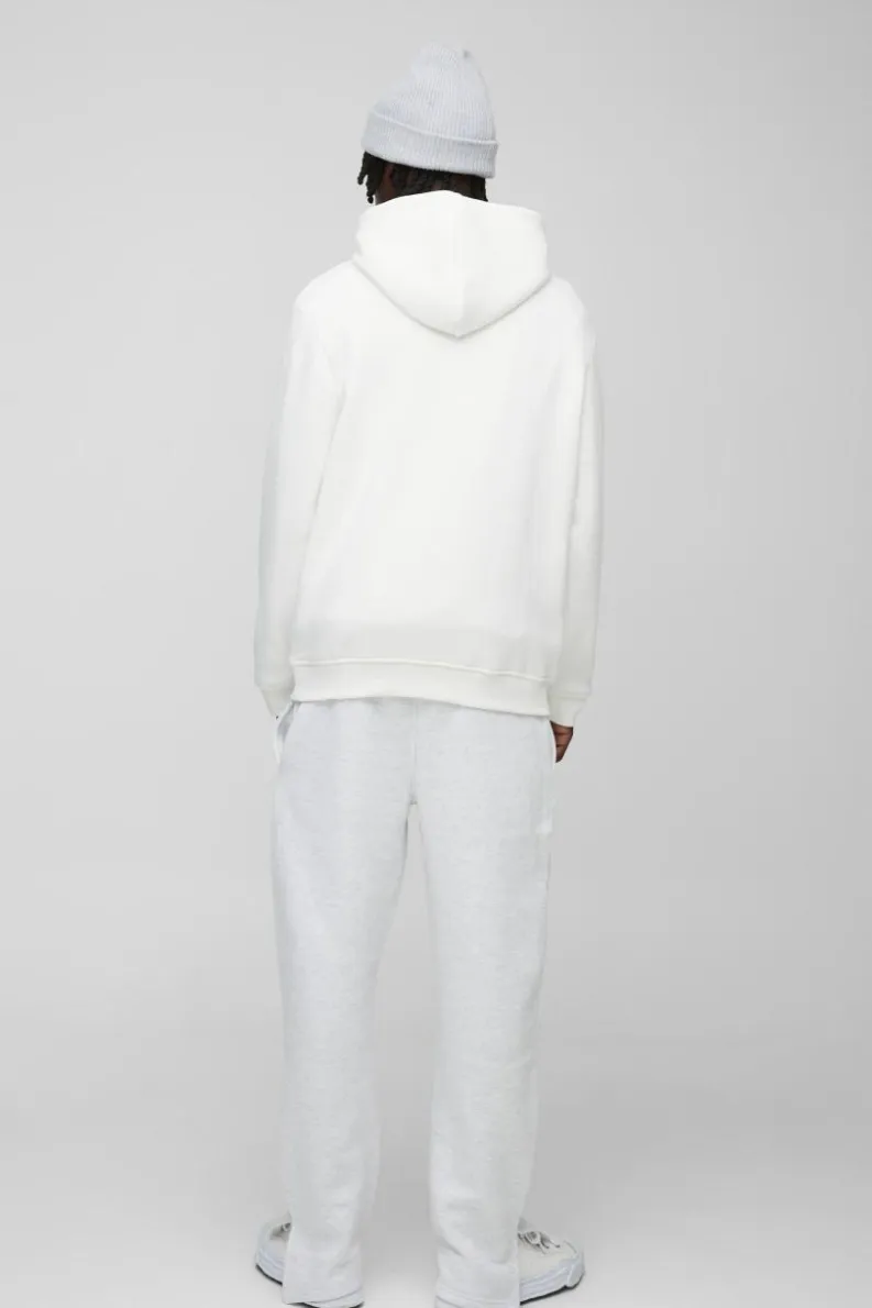 Shop boohooMAN 330GSM Over The Head Basic Hoodie white