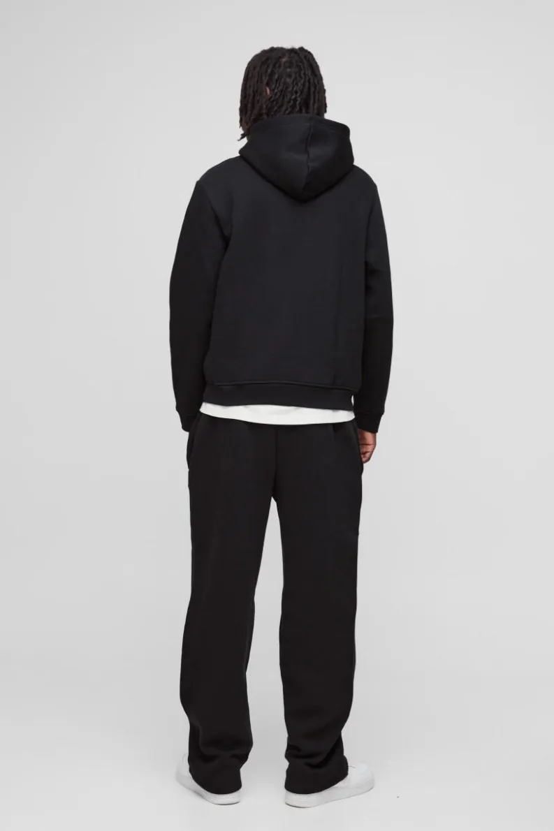 New boohooMAN 330GSM Over The Head Basic Hoodie black
