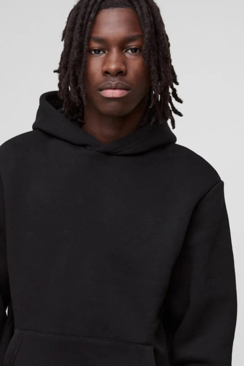 New boohooMAN 330GSM Over The Head Basic Hoodie black