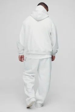 Discount boohooMAN 330GSM Plus Oversized Boxy Hoodie in grey marl