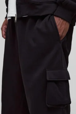 Discount boohooMAN 330GSM Plus Oversized Cargo Jogger In black