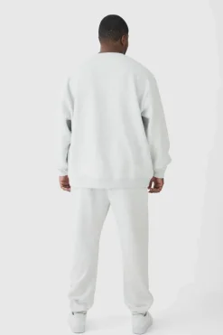 Clearance boohooMAN 330GSM Plus Oversized Sweatshirt In grey marl