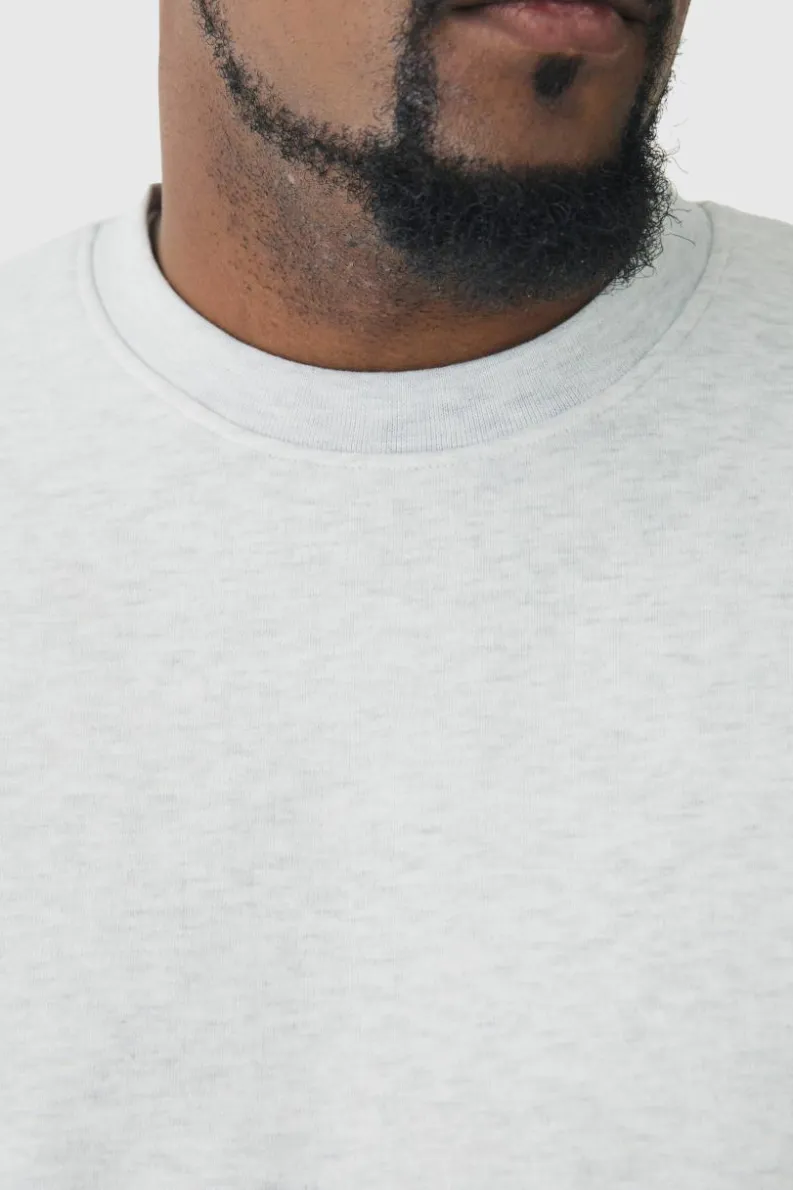 Best Sale boohooMAN 330GSM Plus Regular Fit Crew Neck Sweatshirt In grey marl