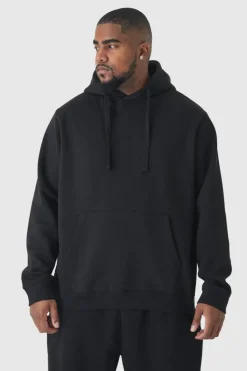 Best Sale boohooMAN 330GSM Plus Regular Fit Hoodie in black