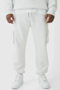 Flash Sale boohooMAN 330GSM Plus Skinny Fit Cargo Jogger In grey marl