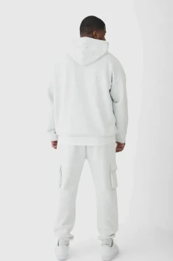 Flash Sale boohooMAN 330GSM Plus Skinny Fit Cargo Jogger In grey marl