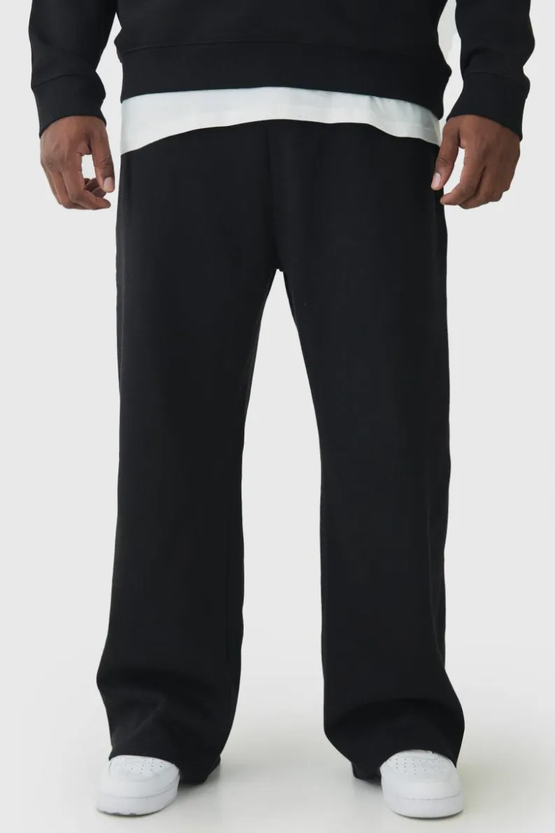 Sale boohooMAN 330GSM Plus Straight Leg Fit Jogger In black