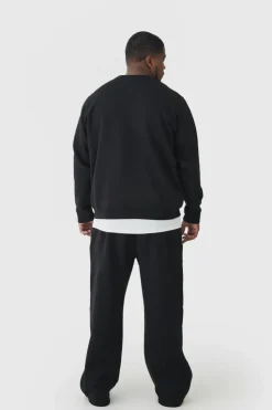 Sale boohooMAN 330GSM Plus Straight Leg Fit Jogger In black