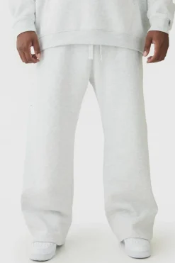 Hot boohooMAN 330GSM Plus Straight Leg Fit Jogger In grey marl