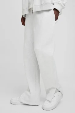 Shop boohooMAN 330GSM Regular Fit Split Hem Jogger grey marl