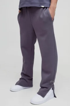 Cheap boohooMAN 330GSM Relaxed Fit Embroidered Text Peached Jogger charcoal