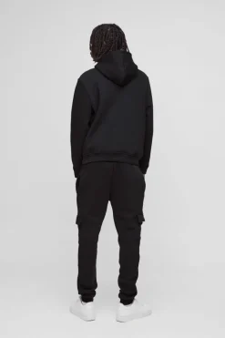 Sale boohooMAN 330GSM Skinny Basic Cargo Jogger black