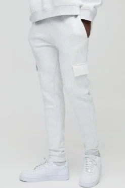 Cheap boohooMAN 330GSM Skinny Basic Cargo Jogger grey marl