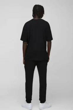 Cheap boohooMAN 330GSM Skinny Fit Basic Jogger black