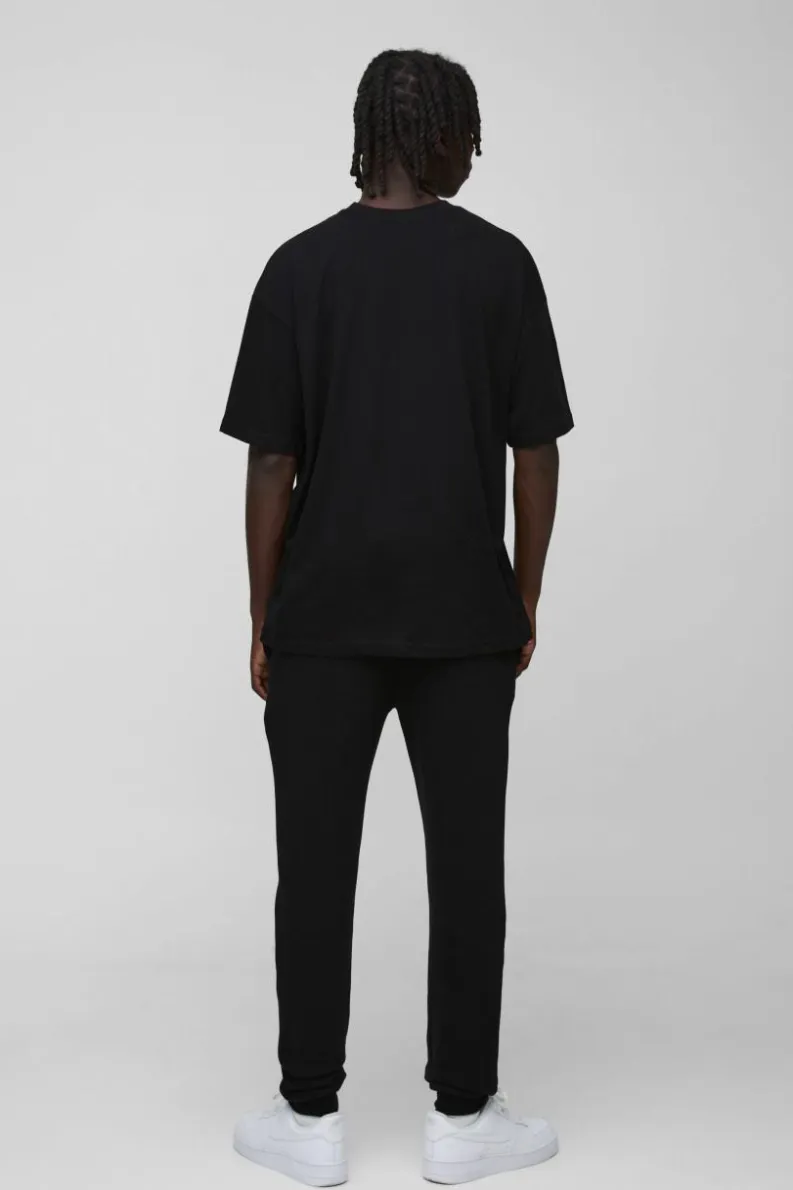 Cheap boohooMAN 330GSM Skinny Fit Basic Jogger black