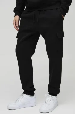 Best Sale boohooMAN 330GSM Slim Fit Basic Cargo Jogger black