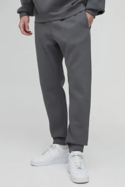 Online boohooMAN 330GSM Slim Fit Basic Jogger charcoal