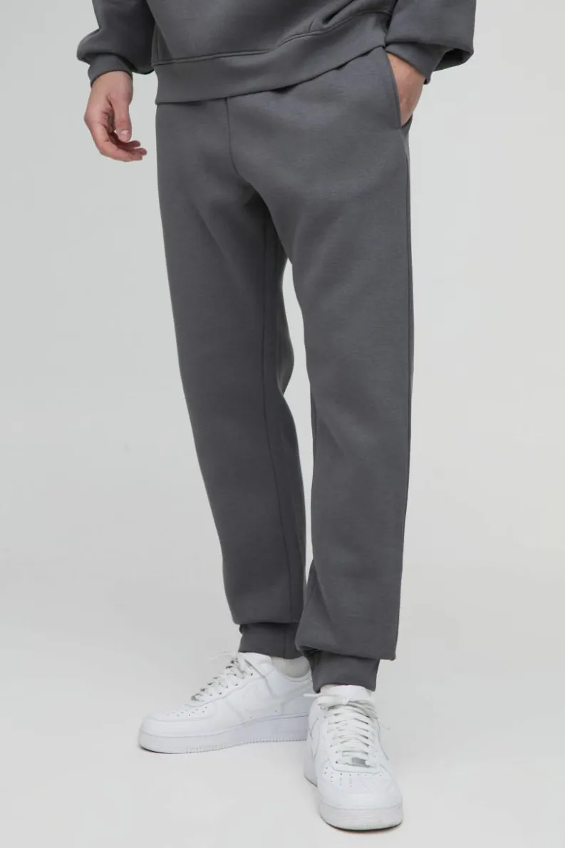 Online boohooMAN 330GSM Slim Fit Basic Jogger charcoal