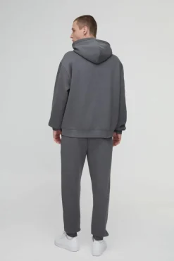 Online boohooMAN 330GSM Slim Fit Basic Jogger charcoal