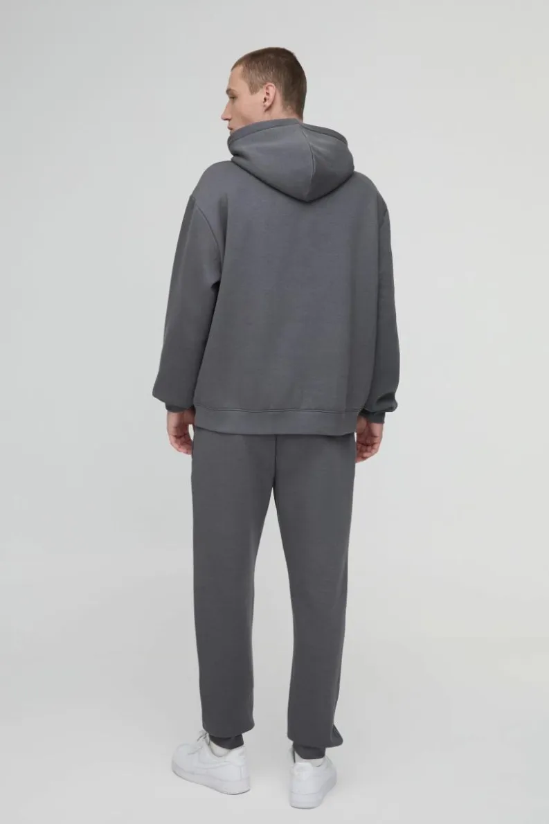 Online boohooMAN 330GSM Slim Fit Basic Jogger charcoal