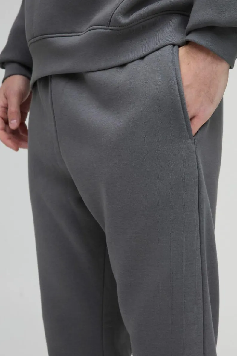 Online boohooMAN 330GSM Slim Fit Basic Jogger charcoal