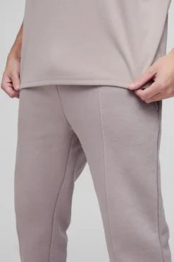 Best Sale boohooMAN 330GSM Straight Leg Basic Jogger With Pintuck taupe