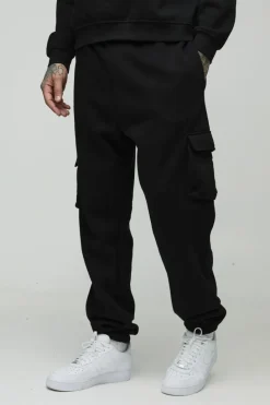 Flash Sale boohooMAN 330GSM Tall Oversized Cargo Jogger In black