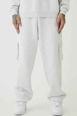 Fashion boohooMAN 330GSM Tall Oversized Fit Cargo Jogger In grey marl