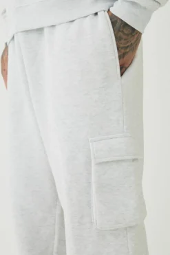 Fashion boohooMAN 330GSM Tall Oversized Fit Cargo Jogger In grey marl