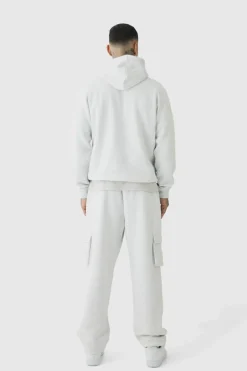 New boohooMAN 330GSM Tall Regular Fit Hoodie in grey marl