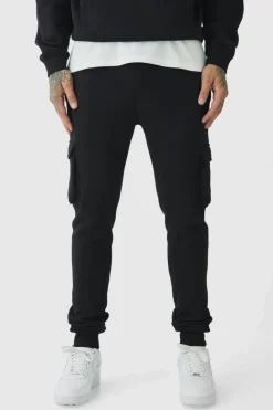 Best Sale boohooMAN 330GSM Tall Skinny Fit Cargo Jogger In black
