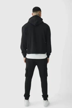 Best Sale boohooMAN 330GSM Tall Skinny Fit Cargo Jogger In black