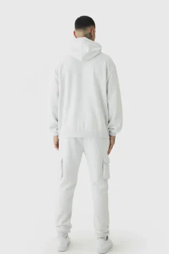 Clearance boohooMAN 330GSM Tall Skinny Fit Cargo Jogger In grey marl