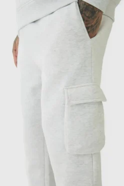 Clearance boohooMAN 330GSM Tall Skinny Fit Cargo Jogger In grey marl