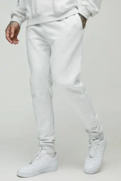 Store boohooMAN 330GSM Tall Slim Leg Fit Jogger In grey marl