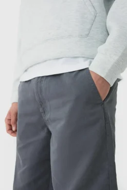 Fashion boohooMAN Half Elasticated Waist Baggy Chino Trousers charcoal
