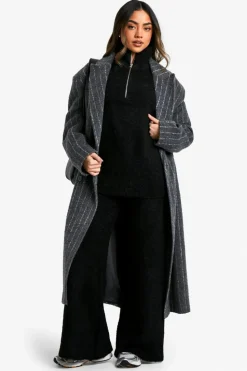 Flash Sale boohoo Half Zip Oversized Jumper And Wide Leg Trouser Borg Knit Co-ord black