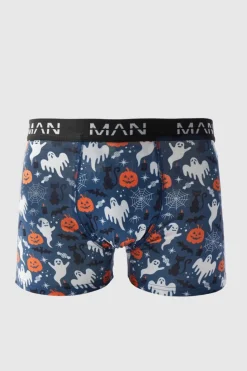 Discount boohooMAN Halloween Spooky Print Boxers blue