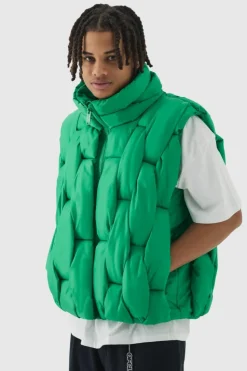 Flash Sale boohooMAN Hand Weft Padded Gilet green