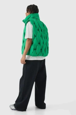 Flash Sale boohooMAN Hand Weft Padded Gilet green