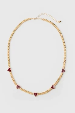 Outlet boohooMAN Heart Charm Necklace In gold