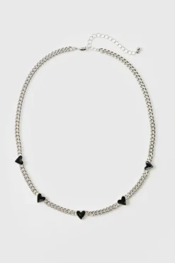 Online boohooMAN Heart Charm Necklace In silver