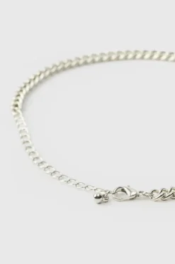 Online boohooMAN Heart Charm Necklace In silver