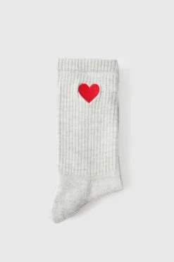 Clearance boohooMAN Heart Embroidered Half Terry Socks grey