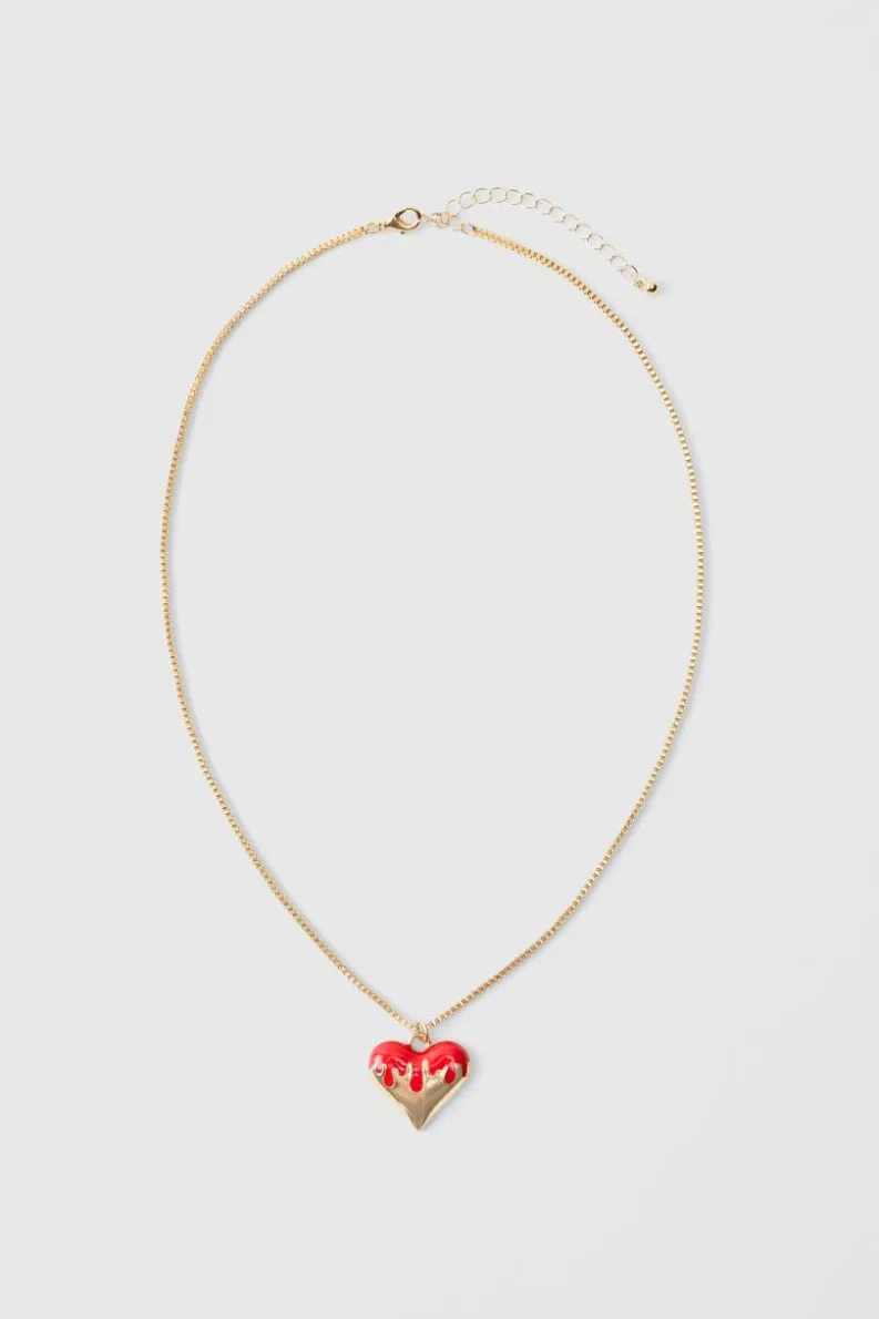 Outlet boohooMAN Heart Pendant Necklace In gold