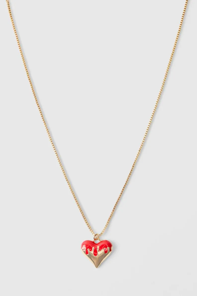 Outlet boohooMAN Heart Pendant Necklace In gold