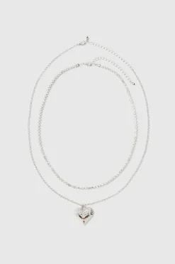 Cheap boohooMAN Heart Pendant Necklace In silver