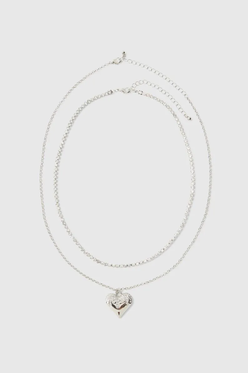 Cheap boohooMAN Heart Pendant Necklace In silver