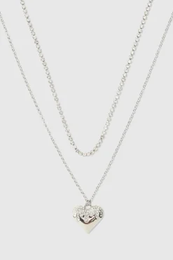 Cheap boohooMAN Heart Pendant Necklace In silver