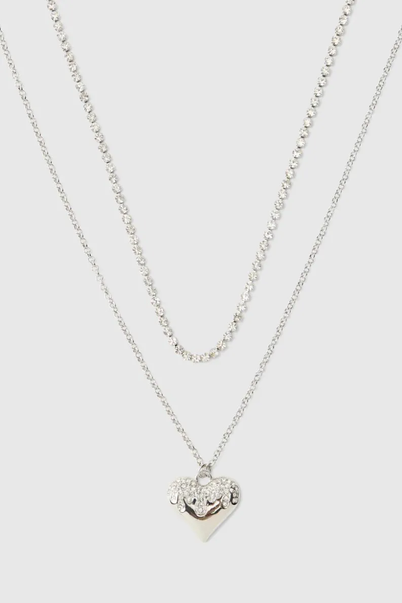 Cheap boohooMAN Heart Pendant Necklace In silver